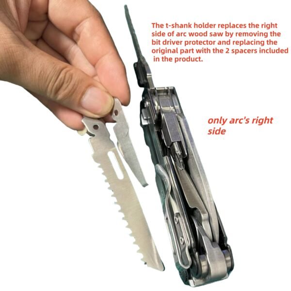 Stainless steel Saw T-Shank Holder with Thumb Grip Saw Extender for Leatherman Free P2 P4 ARC DIY Accessories