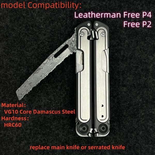 VG10 Core Damascus Steel Replacement Blade For Leatherman P4 Serrated Cutter Tooth Knife DIY Accessories