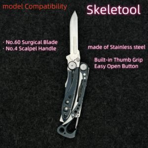 Scalpel Handle with Thumb Grip Easy Open Fits Surgical Blades No.60 Replace Main blade For Leatherman Skeletool Knife Accessories