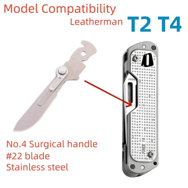 For Leatherman T2 T4 Main knife Scalpel Handle with Thumb Grip Easy Open Fit Surgical #22 Blade Accessories