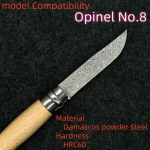 Made of Damascus powder Steel Replaceable Blade For Opinel No.8 #8 Folding Knife DIY Accessories