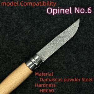 Made of Damascus powder Steel Replaceable Blade For Opinel No.6 #6 Folding Knife DIY Accessories