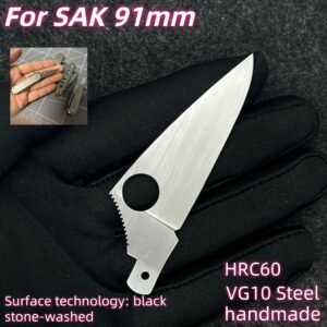 Custom Order: Black Stone-washed VG10 Steel Like Spyderco Replacement Large Blade For Handmade For 91mm Victorinox Swiss Army Knife SAK Folding Knife DIY Accessories